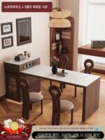 소형 아파트 좁은 섬 식탁 통합 접이식 앤틱 스타일 미니 록 슬래브 역 호두 막대