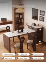 소형 아파트 좁은 섬 식탁 통합 접이식 앤틱 스타일 미니 록 슬래브 역 호두 막대 - 이미지 2