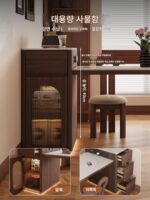 소형 아파트 좁은 섬 식탁 통합 접이식 앤틱 스타일 미니 록 슬래브 역 호두 막대 - 이미지 3