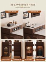 소형 아파트 좁은 섬 식탁 통합 접이식 앤틱 스타일 미니 록 슬래브 역 호두 막대 - 이미지 4