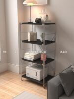 선반 블랙 바우하우스 스타일 바닥 조합 선반 심플 수납 선반 주방 발코니 침실 거실 선반