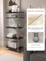 선반 블랙 바우하우스 스타일 바닥 조합 선반 심플 수납 선반 주방 발코니 침실 거실 선반 - 이미지 3