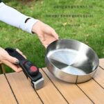 야외용 냄비 316 스테인리스 스틸 프라이팬 분리형 손잡이 냄비 휴대용 소형 프라이팬 노스틱 캠핑 조리기구 - 이미지 3