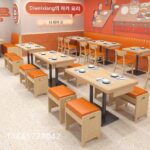 미쿤 비빔밥 테이블과 의자 조합 커스텀 레스토랑 일식 레스토랑 호텔 간식 국수집 서랍 테이블 상업 부스 - 이미지 4