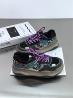 여성용 컬러풀 두꺼운 밑창 스포츠 캐주얼화 2024 봄 가을 신상 소가죽 레트로 아빠화 메시 통기성 스니커즈 - 이미지 3