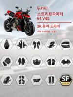 두카티 스트리트 파이터 V4 V4s 오토바이 오토바이 탄소 섬유 개조 액세서리 고정 날개 전면 및 후면 펜더 쉘