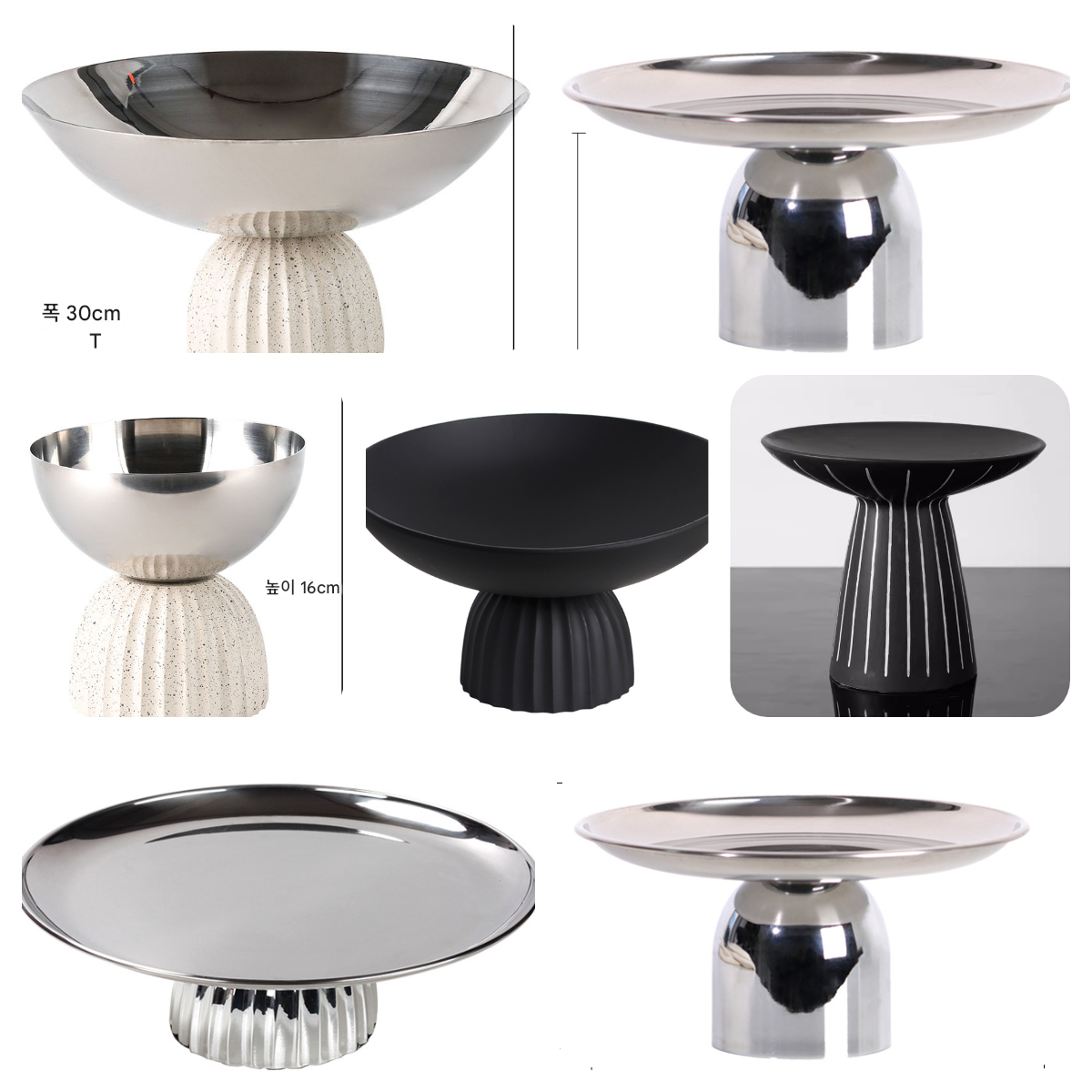 main_806840413974_0-1 심플 모던 하이풋 실버 과일 접시 장식 트레이 크리에이티브 홈 거실 티 스낵 케이크 접시 디스플레이 - 이미지 1