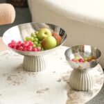 심플 모던 하이풋 실버 과일 접시 장식 트레이 크리에이티브 홈 거실 티 스낵 케이크 접시 디스플레이 - 이미지 4