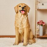 시뮬레이션 개 바닥 수지 장식품 골든 리트리버 애완동물 모델 가드견 집 안뜰 거실 유리 섬유 장식