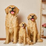 시뮬레이션 개 바닥 수지 장식품 골든 리트리버 애완동물 모델 가드견 집 안뜰 거실 유리 섬유 장식 - 이미지 3