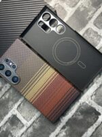 삼성 갤럭시 S24Ultra 케블라 자석흡착 모바일폰 삼성 S23U 티타늄 골드 아라미드 섬유 보호 케이스 초박형 S24U 탄소 섬유 보호 커버 S23Ultra에 적합 - 이미지 2