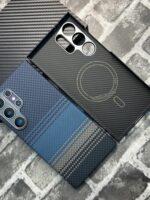 삼성 갤럭시 S24Ultra 케블라 자석흡착 모바일폰 삼성 S23U 티타늄 골드 아라미드 섬유 보호 케이스 초박형 S24U 탄소 섬유 보호 커버 S23Ultra에 적합 - 이미지 3