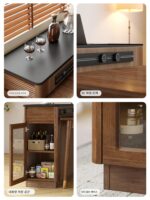 노르딕 솔리드 우드 아일랜드 테이블 식탁 통합 다기능 소형 아파트 신 중국식 홈 거실 록 플레이트 바 티 캐비닛 - 이미지 4