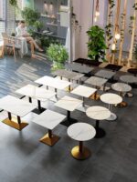 상업용 록플레이트 식탁 인터넷 셀럽 밀크티숍 카페 레스토랑 핫팟숍 직사각형 테이블 호텔 소형 원형 테이블