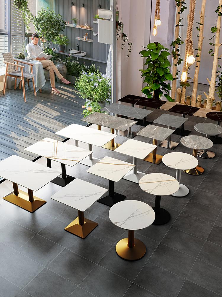 main_809813364049_0-1 상업용 록플레이트 식탁 인터넷 셀럽 밀크티숍 카페 레스토랑 핫팟숍 직사각형 테이블 호텔 소형 원형 테이블 - 이미지 1