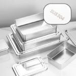304 스테인리스 스틸 티라미수 케이크 스톨 몰드 식품 등급 상자 직사각형 디저트 베이킹 도구 - 이미지 2