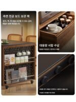 견고한 목재 섬 테이블 식탁 통합 이동식 접이식 일본식 차 캐비닛 소형 아파트 신 중국식 거실 바위 플레이트 바 - 이미지 2