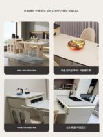 싱크대가 통합된 록 플레이트 아일랜드 테이블, 인덕션 쿠커가 있는 접이식 프렌치 크림 스타일, 대형 및 소형 아파트 - 이미지 2