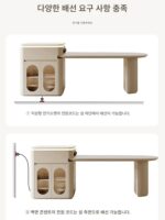 싱크대가 통합된 록 플레이트 아일랜드 테이블, 인덕션 쿠커가 있는 접이식 프렌치 크림 스타일, 대형 및 소형 아파트 - 이미지 5