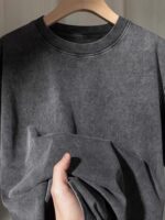 해외주문 꼬리상품 ~ 라벨철회 컷 해외무역 트렌디 브랜드 틈새 디스트레스드 레트로 워싱 순면 남녀 반팔 티셔츠 - 이미지 2