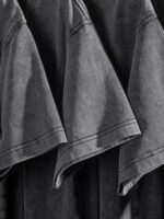 해외주문 꼬리상품 ~ 라벨철회 컷 해외무역 트렌디 브랜드 틈새 디스트레스드 레트로 워싱 순면 남녀 반팔 티셔츠 - 이미지 3