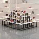 디스플레이 랙 신발장 상업용 다층 가방 디스플레이 랙 쇼핑몰 전시장 사다리꼴 섬 물 테이블 랙 선반