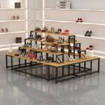 디스플레이 랙 신발장 상업용 다층 가방 디스플레이 랙 쇼핑몰 전시장 사다리꼴 섬 물 테이블 랙 선반 - 이미지 2