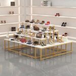 디스플레이 랙 신발장 상업용 다층 가방 디스플레이 랙 쇼핑몰 전시장 사다리꼴 섬 물 테이블 랙 선반 - 이미지 3