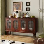 미국식 식탁 사이드보드 레트로 솔리드 우드 주방 칸막이 캐비닛 앤틱 와인 캐비닛 거실 현관 수납 캐비닛 수납 조명 고급 캐비닛