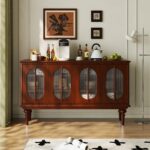 미국식 식탁 사이드보드 레트로 솔리드 우드 주방 칸막이 캐비닛 앤틱 와인 캐비닛 거실 현관 수납 캐비닛 수납 조명 고급 캐비닛 - 이미지 2