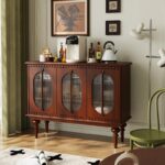 미국식 식탁 사이드보드 레트로 솔리드 우드 주방 칸막이 캐비닛 앤틱 와인 캐비닛 거실 현관 수납 캐비닛 수납 조명 고급 캐비닛 - 이미지 3