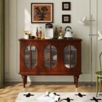 미국식 식탁 사이드보드 레트로 솔리드 우드 주방 칸막이 캐비닛 앤틱 와인 캐비닛 거실 현관 수납 캐비닛 수납 조명 고급 캐비닛 - 이미지 4
