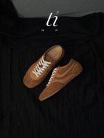 [마오마오자] DVN 브라운 데쉰 여성용 내부 신장 증가 2025년 봄 정품 가죽 복고풍 두꺼운 밑창 캐주얼화