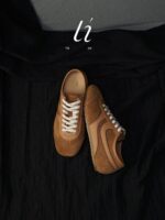 [마오마오자] DVN 브라운 데쉰 여성용 내부 신장 증가 2025년 봄 정품 가죽 복고풍 두꺼운 밑창 캐주얼화 - 이미지 3