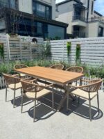 야외용 테이블과 의자 안뜰 빌라 레저 야외 발코니 라탄 의자 인터넷 셀러브리티 방수 선크림 정원 야외용 테이블과 의자 조합