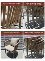 노르딕 아웃도어 라탄 테이블과 의자 아웃도어 안뜰 빌라 야외 정원 조합 라탄 의자 방수 선크림 그물 셀러브리티 다이닝 테이블 - 이미지 5