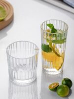 인스 스타일 수직 패턴 유리 맥주 컵 위스키 컵 홈 고가 커피 컵 주스 컵 음료 컵