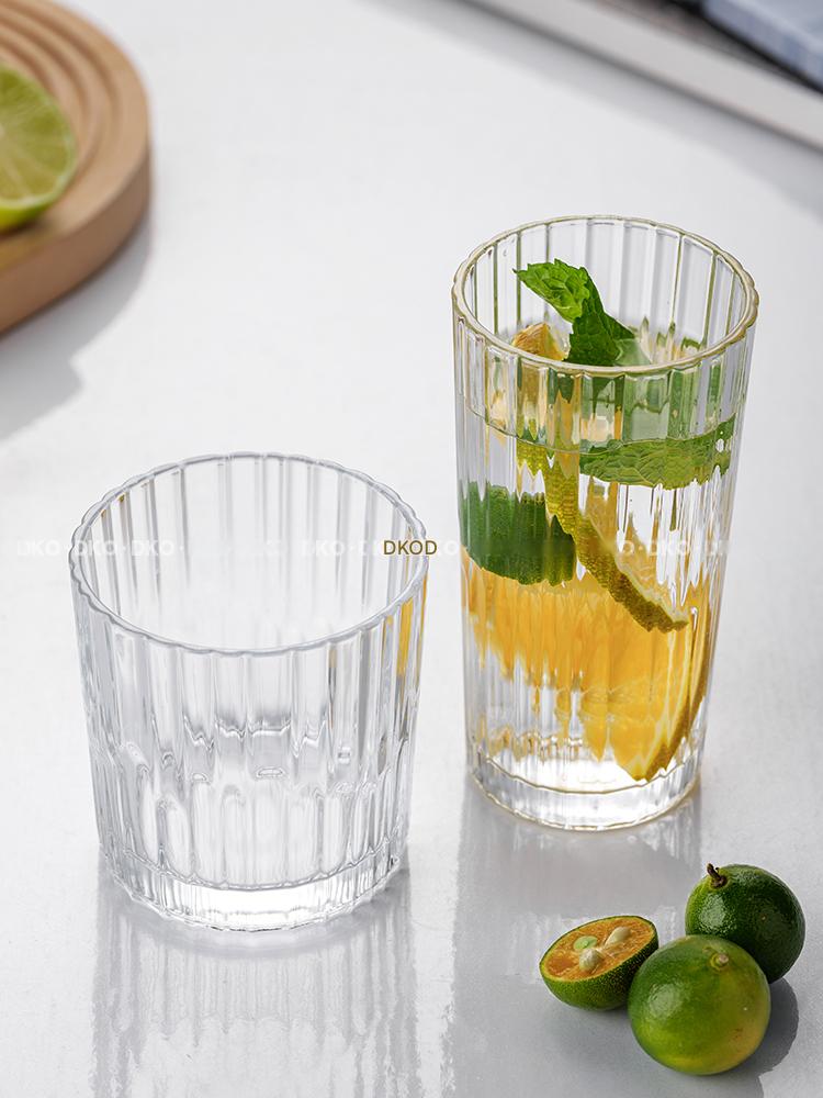 main_812600792307_0-1 인스 스타일 수직 패턴 유리 맥주 컵 위스키 컵 홈 고가 커피 컵 주스 컵 음료 컵 - 이미지 1
