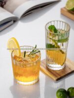 인스 스타일 수직 패턴 유리 맥주 컵 위스키 컵 홈 고가 커피 컵 주스 컵 음료 컵 - 이미지 2