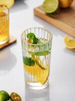 인스 스타일 수직 패턴 유리 맥주 컵 위스키 컵 홈 고가 커피 컵 주스 컵 음료 컵 - 이미지 4