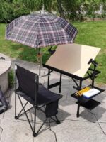 Love Wife 고정밀 접이식 이젤 수채화 미술 시험 손으로 그린 ​​야외 스케치 네발 금속 이젤 높은 안정성 - 이미지 3