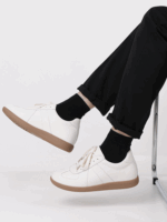 Dexun 신발 남녀 정품 가죽 소가죽 5cm 보이지 않는 키 증가 신발 두꺼운 밑창 커플 캐주얼 흰색 신발 포레스트 검프 신발 7 - 이미지 4