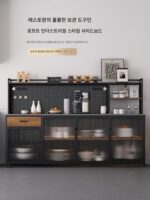 벽면에 통합된 철제 산업 스타일 식사 사이드 캐비닛 통합형 보관 캐비닛 레스토랑 보관 캐비닛 커피 캐비닛 티 캐비닛 보관 캐비닛 - 이미지 5
