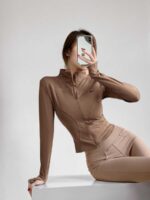 아울렛 퀵 클리어런스 선 프로텍션 스포츠 긴팔 재킷 여성 사이클링 퀵 드라이 타이트 요가복 러닝 피트니스복 - 이미지 4