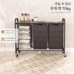 더러운 옷 바구니 가정용 다기능 카트 랙 바닥 분류 더러운 옷 바구니 바퀴 달린 이동식 옷 보관 바구니 - 이미지 2