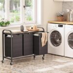 더러운 옷 바구니 가정용 다기능 카트 랙 바닥 분류 더러운 옷 바구니 바퀴 달린 이동식 옷 보관 바구니 - 이미지 3