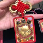 주다이푸 부적 행운 고양이 일본인 구매 순금 가방 펜던트 자동차 걸기 붉은 중국 매듭 휴일 선물