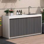 야외 세면대 안뜰 바위판 싱크대 통합 캐비닛 야외 수영장 세면대 수술대 알루미늄 합금 보관 캐비닛 사용자 정의 - 이미지 2