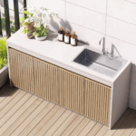 야외 세면대 안뜰 바위판 싱크대 통합 캐비닛 야외 수영장 세면대 수술대 알루미늄 합금 보관 캐비닛 사용자 정의 - 이미지 3