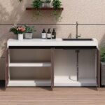 야외 세면대 안뜰 바위판 싱크대 통합 캐비닛 야외 수영장 세면대 수술대 알루미늄 합금 보관 캐비닛 사용자 정의 - 이미지 4